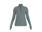 Women's long-sleeved sports top with a zip-up neck, in a grey-green color.