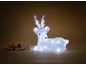 Luminous Christmas decoration in the shape of a lying reindeer with festive ornaments.