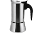 Stainless steel moka pot with a black handle