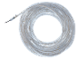 Coiled rope light with LEDs on a black background.
