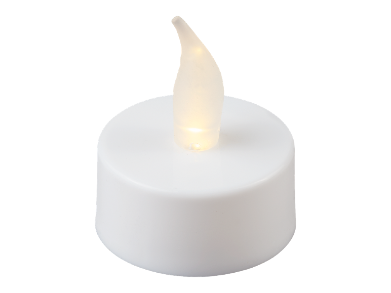 White LED tea light with a flickering flame effect.