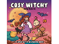 Cover of a coloring book featuring a cute witch on a broomstick in a magical world.