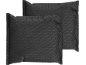 Two black non-woven fabric pillows with a dotted pattern.