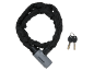 Bicycle chain lock with textile covering and two keys.