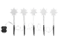 5 white star-shaped garden stakes with LED illumination and battery box