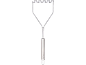Stainless steel potato masher with a cylindrical handle and a wavy head.