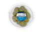 Green pitted olives with cheese, marinated with lemon, 150 g.
