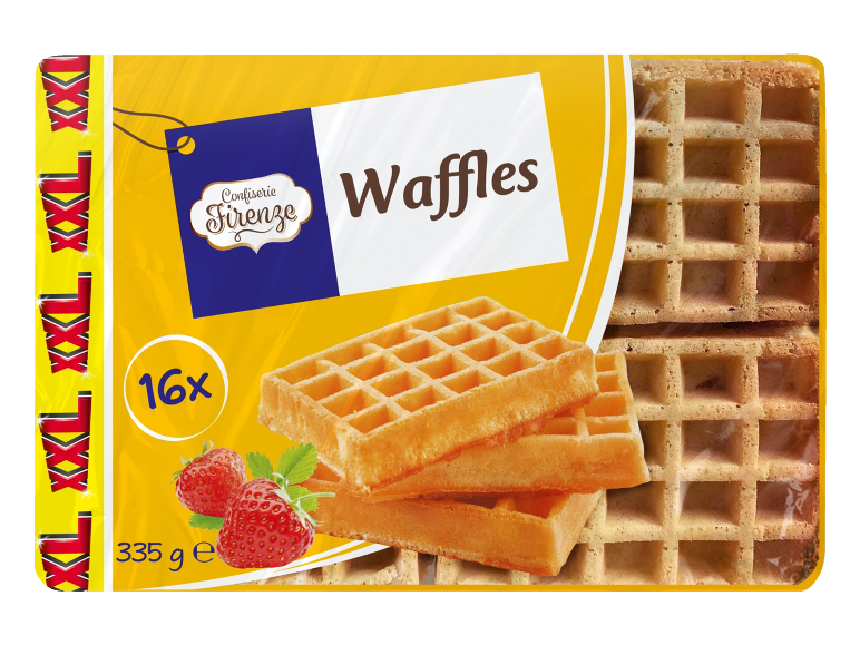 Waffles package with strawberries, 16 pieces, 335 g.