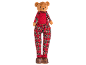 Teddy bear in a red sweater and plaid trousers