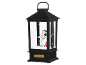 Black Christmas lantern with a snowman and the inscription «CHRISTMAS».