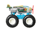 Green monster truck with an airplane theme, number 25, and „Airplane Mode“ text.
