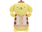 Yellow plush toy with a brown hat and a brown and cream argyle sweater.