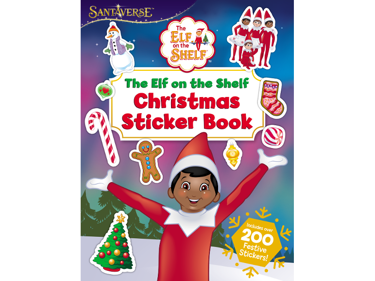 Children's sticker book with festive-themed stickers.