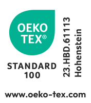 OEKO-TEX STANDARD 100 certification, number 23.HBD.61113 Hohenstein