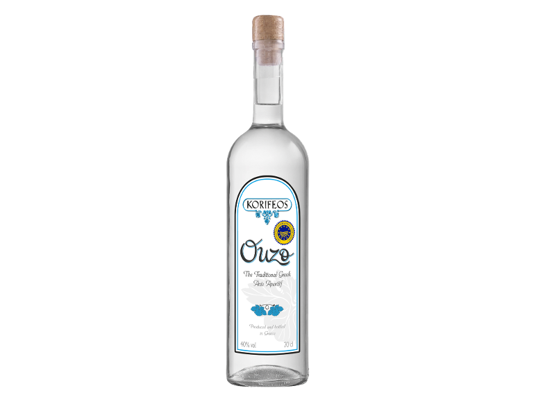 Bottle of ouzo, a traditional Greek anis aperitif, 40% vol, 70 cl.