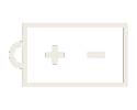 Battery icon with plus and minus signs.