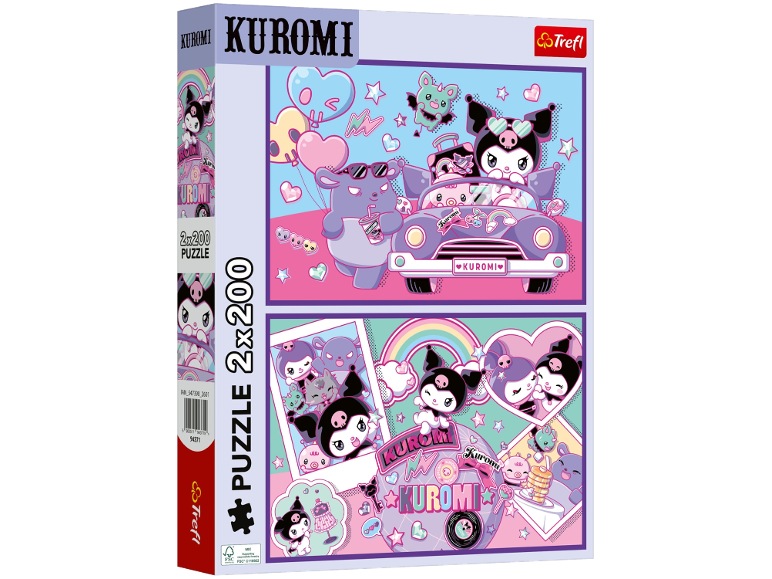 Kuromi 2x200 piece puzzle with cute cartoon character scenes.