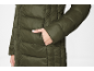 Green quilted jacket with a person's hand in the pocket.