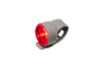 Gray silicone bicycle light with red LED illumination.