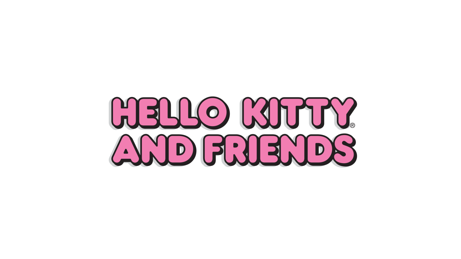 Pink embossed text: HELLO KITTY AND FRIENDS.