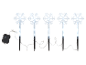 Five illuminated snowflake ground stakes with a battery-operated timer.