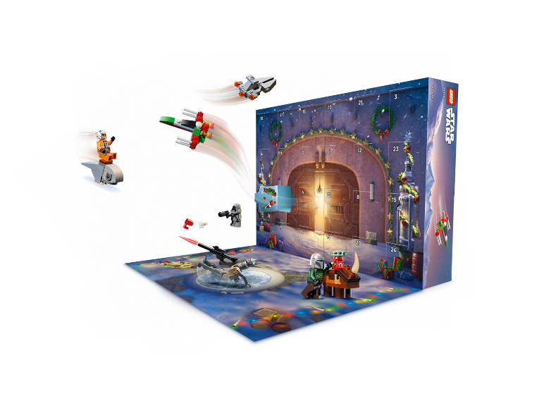 Christmas advent calendar with space-themed toys
