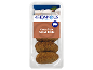 Tray of gyros-style meat balls with a Greek landscape background and text 'Gyros Style Meat Balls'.