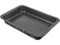 Grey rectangular non-stick baking tray with speckled exterior