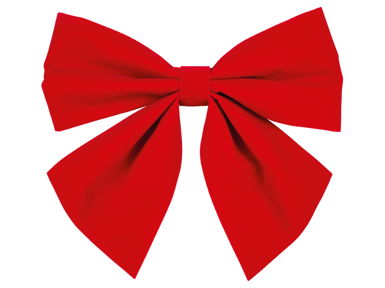 A large bright red bow on a black background.