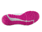 Sole of a white sports shoe with a bright pink tread.
