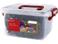 Livarno 400 LED string lights with coloured light in a transparent storage box.