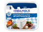 Greek feta cheese in brine, matured in wooden barrels, with olives and herbs.