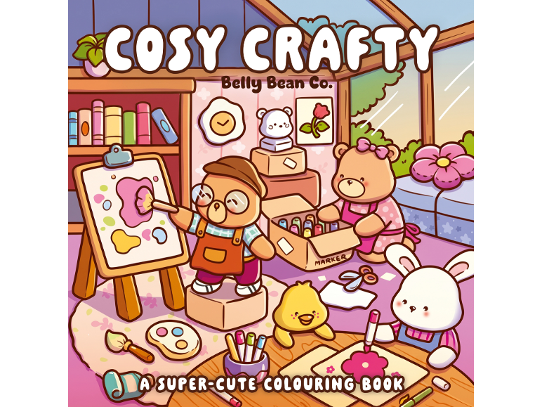 Cute children's colouring book featuring illustrations of crafting animals.