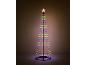 Multicolor LED Christmas tree with a star topper, illuminating a dark room.