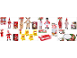 Christmas elves and festive accessories in various costumes and sets.