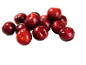 A pile of fresh, juicy red plums with water droplets on a black background.