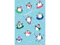 Festive card with skiing and sledding penguins and the text 'Bring on the festive fun!'.