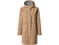 Beige women's jacket with a hood and a checkered lining.