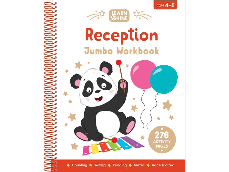 Children's workbook for ages 4-5, featuring a panda and a xylophone on the cover.