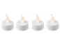 Four white LED candles with flickering flames.