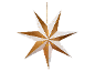 Hanging paper star with LED light and gold details