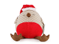 Plush robin toy wearing a Santa hat