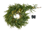 Pre-lit artificial cedar wreath with warm white LED lights and a battery box.