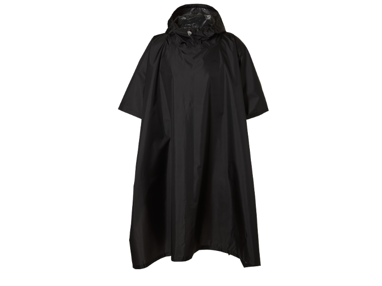 Black rain poncho with a hood