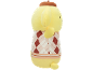 Yellow plush toy with a brown beret and an argyle sweater.