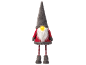 Christmas decorative gnome with a grey hat, white beard, and glowing yellow nose.