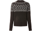 Brown jumper with white and grey Fair Isle pattern on the yoke.