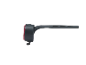 Red bicycle taillight with a black silicone strap for attachment.