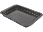 Dark grey baking tray with white speckles and the inscription 'COOKOLOGY'.