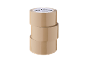Three rolls of brown packing tape stacked, with informational text on the top.